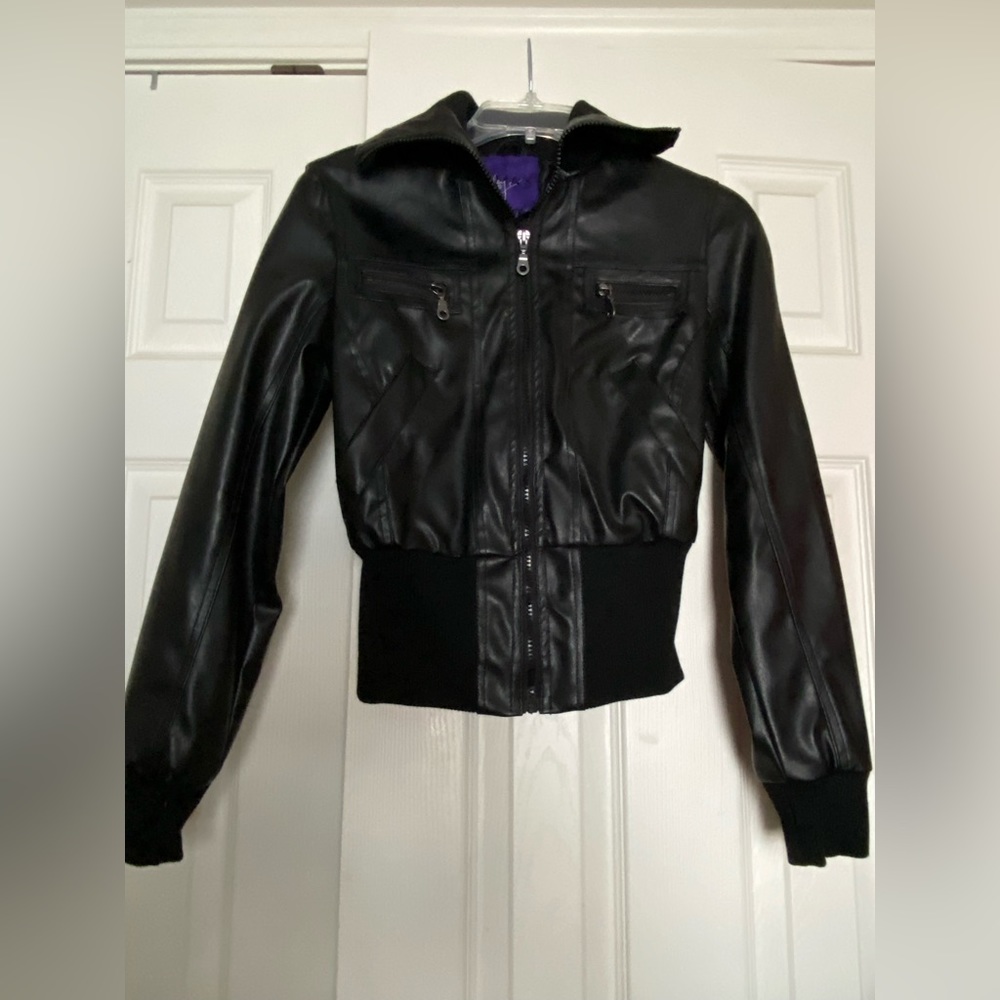 Miley Cyrus & Max Azria • Faux Leather Jacket size small